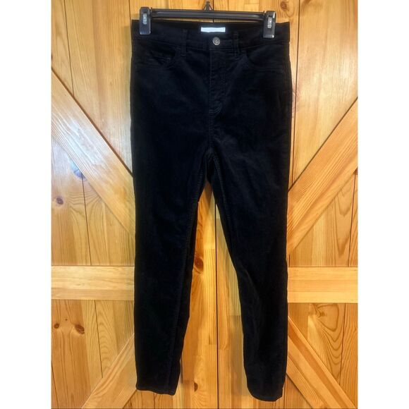 LOFT Velvet Pants 26/2 Modern Skinny Stretch Mid Rise Black (5842) - Picture 1 of 8